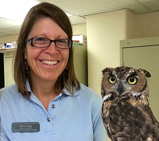 Educator Robin with Lute the Owl